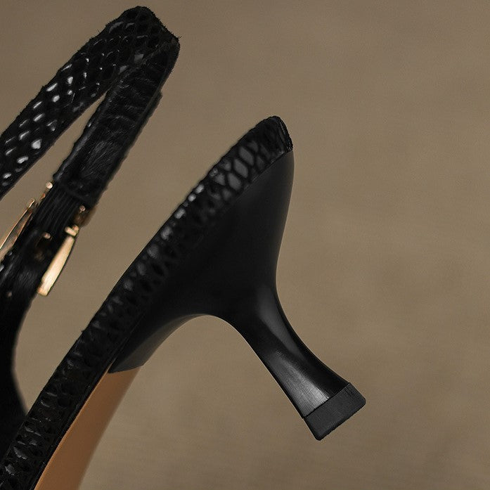 Talons Slingback en Cuir Pointus Céliane