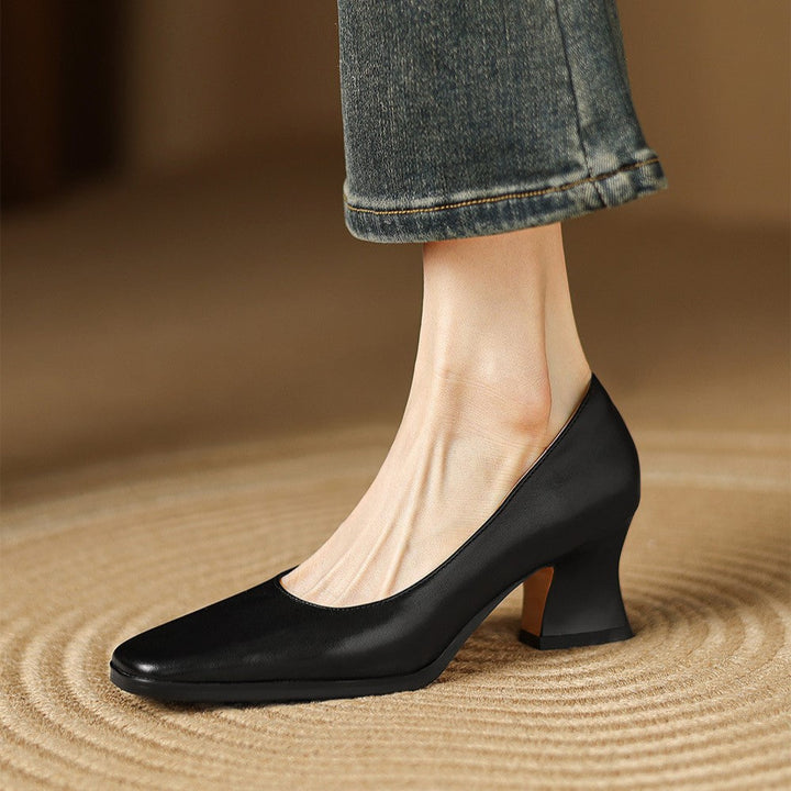 Escarpins Carrés en Cuir Oriel