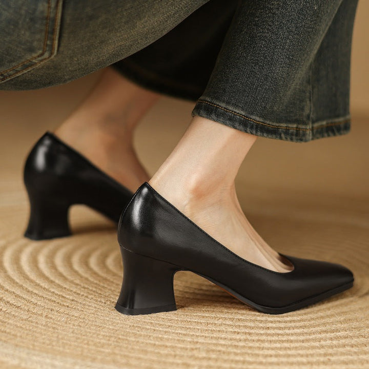 Escarpins Carrés en Cuir Oriel