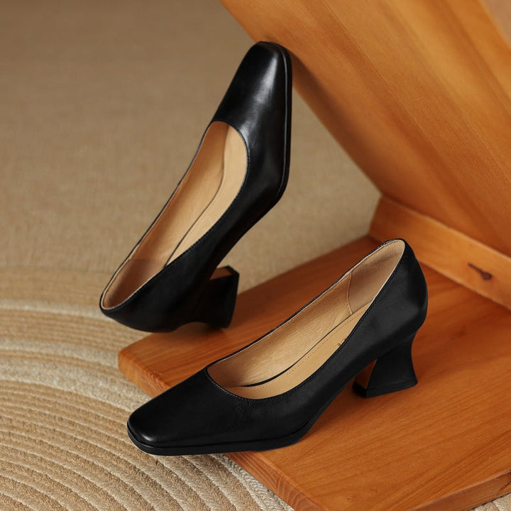 Escarpins Carrés en Cuir Oriel