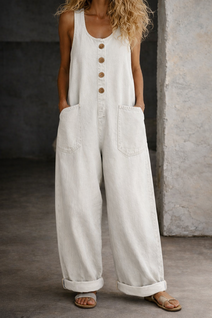 Saylor | Salopette en denim en coton vintage lavé