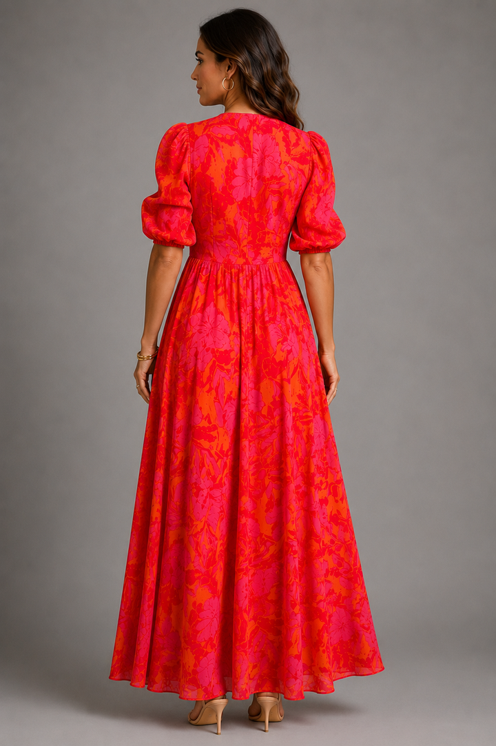 Olympe | Robe fluide rose et orange