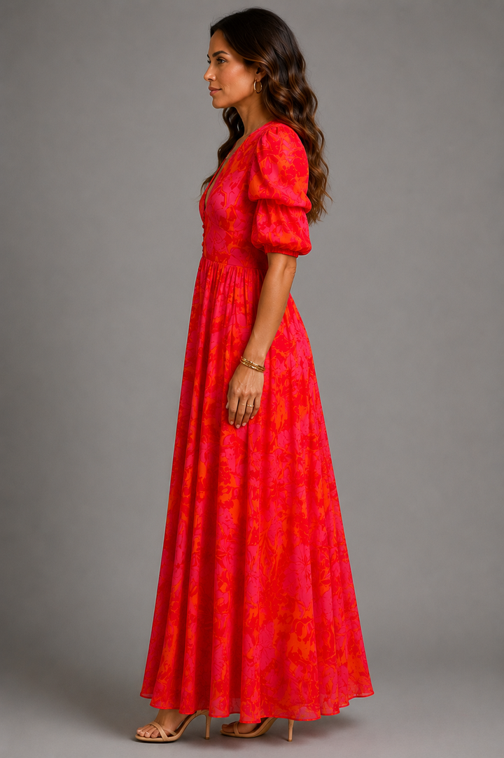 Olympe | Robe fluide rose et orange