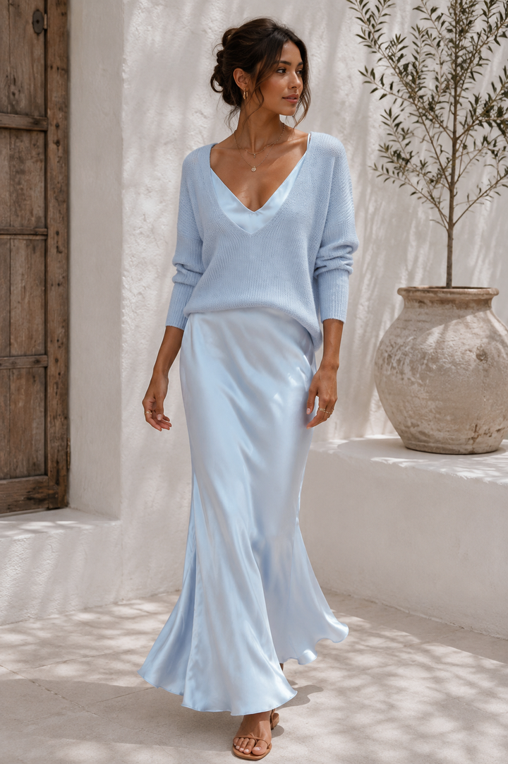 Alma | Robe satinée élégante avec pull