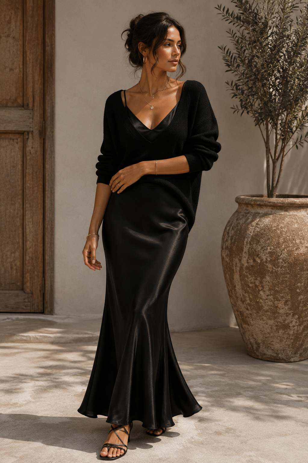 Alma | Robe satinée élégante avec pull