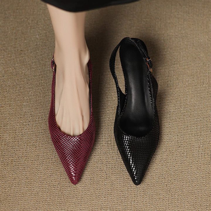 Talons Slingback en Cuir Pointus Céliane