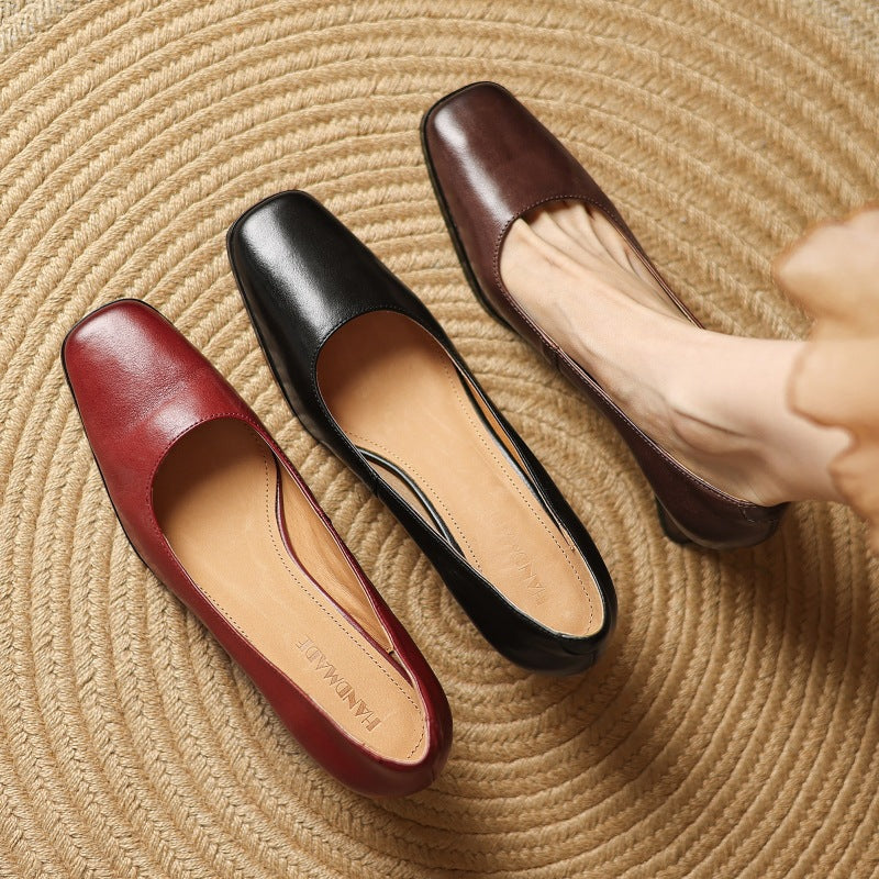 Escarpins Carrés en Cuir Oriel