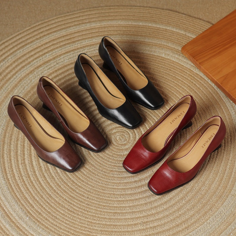 Escarpins Carrés en Cuir Oriel