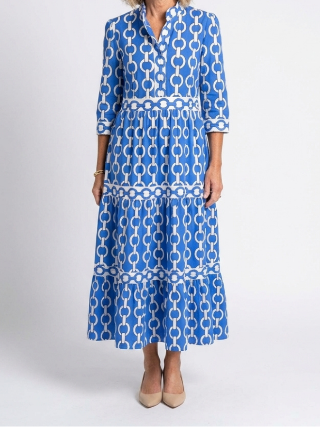 Ysolde | Robe midi à manches trois quarts avec motif chaîne