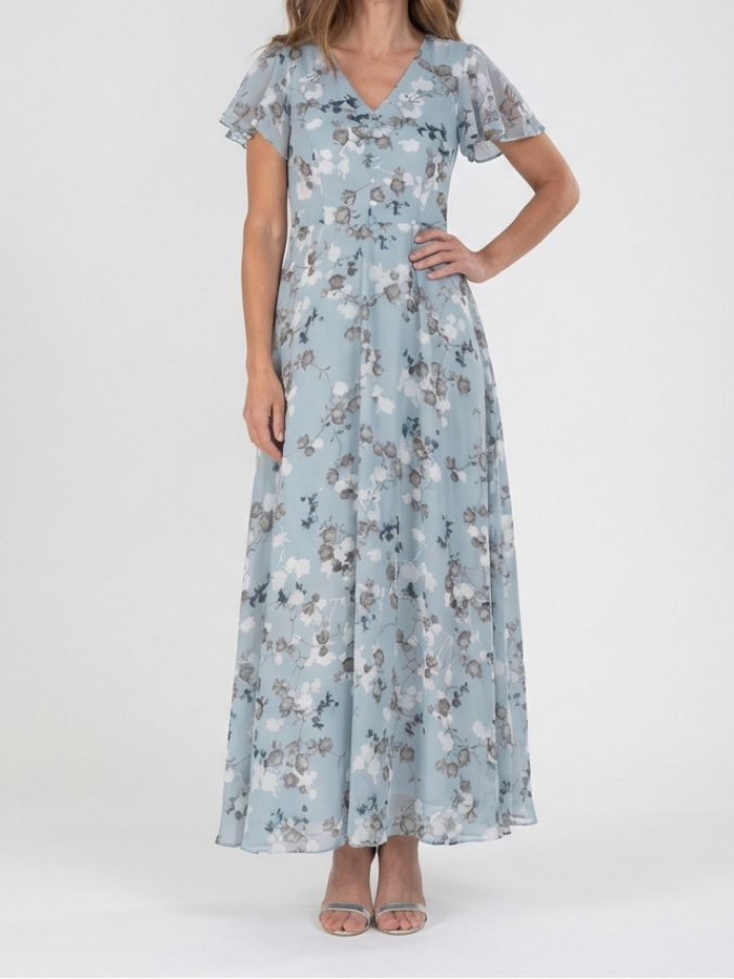 Ismeria | Robe Maxi en Chiffon Floral