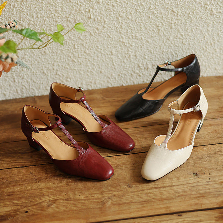 Talons T-Strap en Cuir Elowen