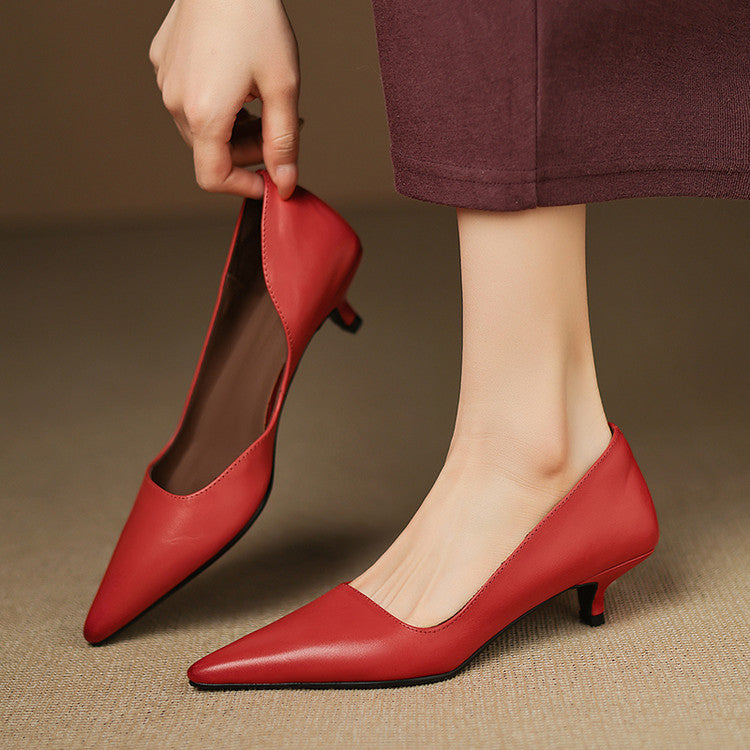 Orlisse Escarpins à Talon Kitten en Cuir