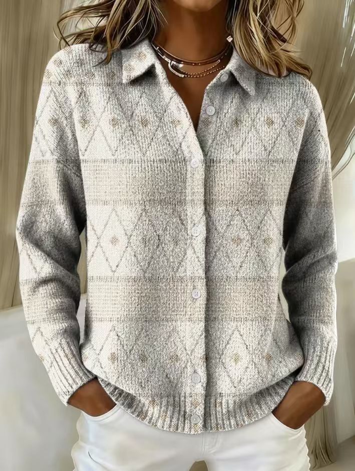 Mona™ – Blouse à capuche en tricot élégant avec motif en diamant