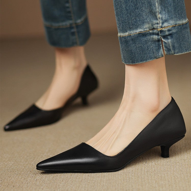 Orlisse Escarpins à Talon Kitten en Cuir
