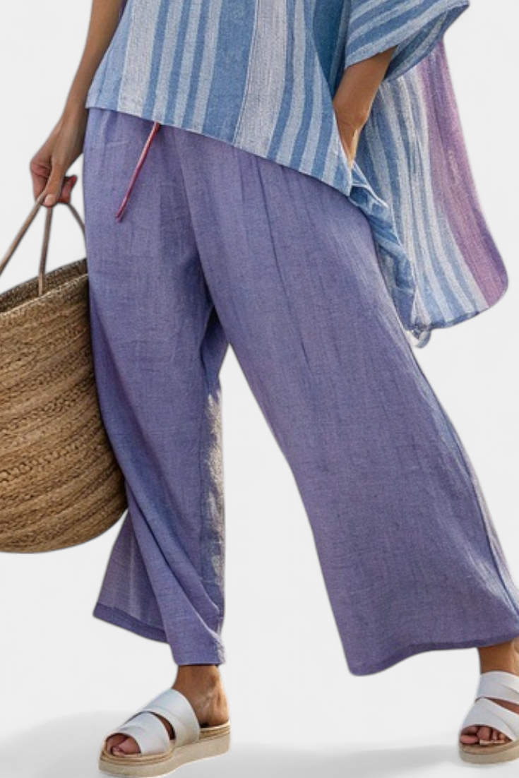 Zellora | Haut élégant lavande et bleu ciel & Pantalons en lin