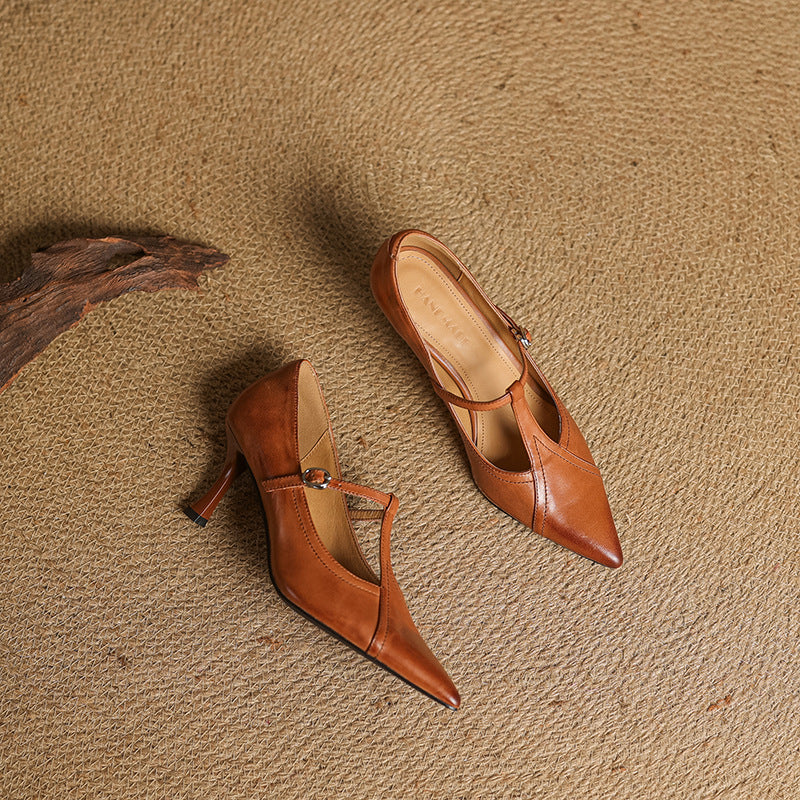Pompes en cuir Aveline à bride T