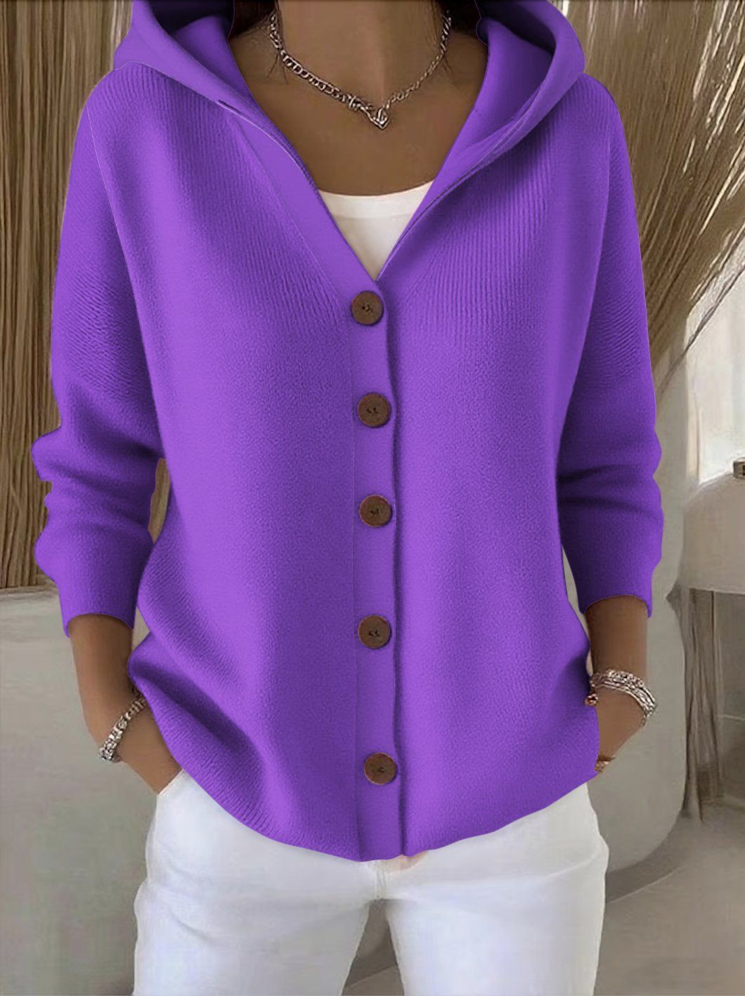 Élodie – Gilet à capuche en maille