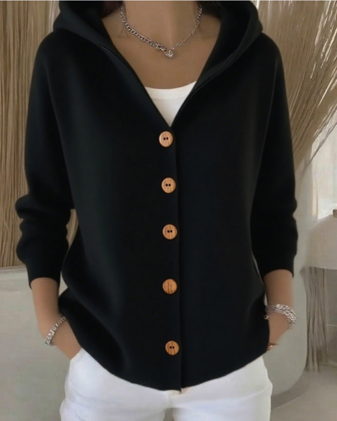 Élodie – Gilet à capuche en maille