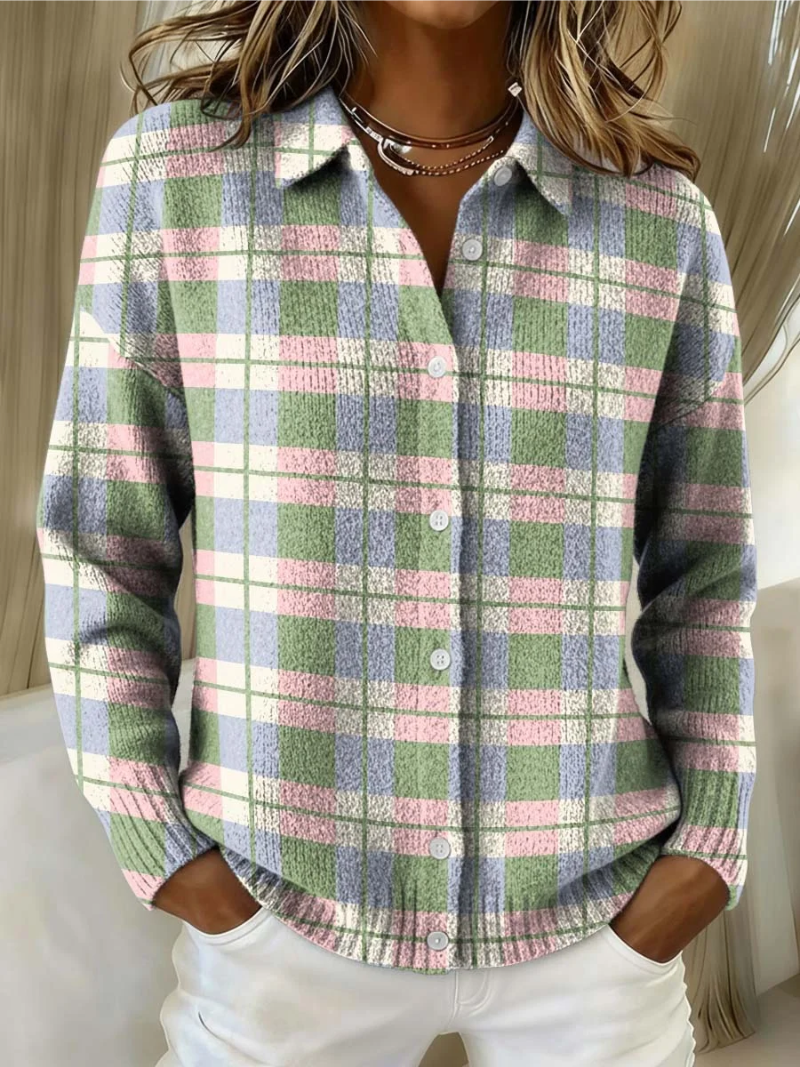 Lena™ – Blouse à Capuche à Carreaux dans des Couleurs Pastel Fraîches