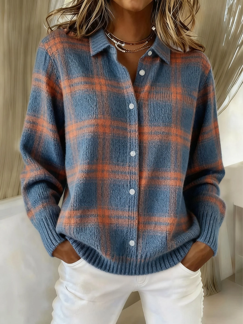 Mira™ – Blouse à capuche douce avec motif à carreaux