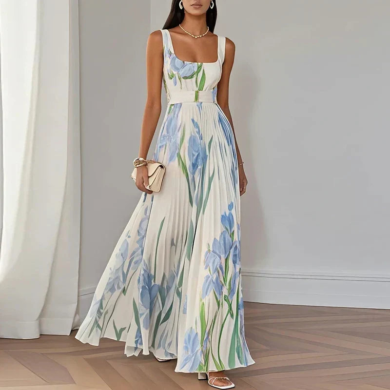 Oriah | Robe maxi fleurie coupe trapèze