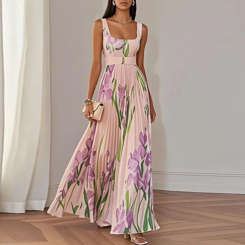 Oriah | Robe maxi fleurie coupe trapèze