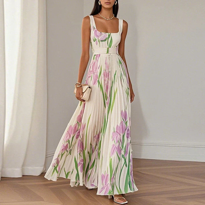 Oriah | Robe maxi fleurie coupe trapèze