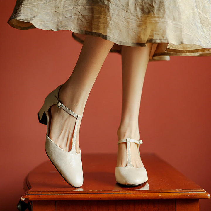 Talons T-Strap en Cuir Elowen