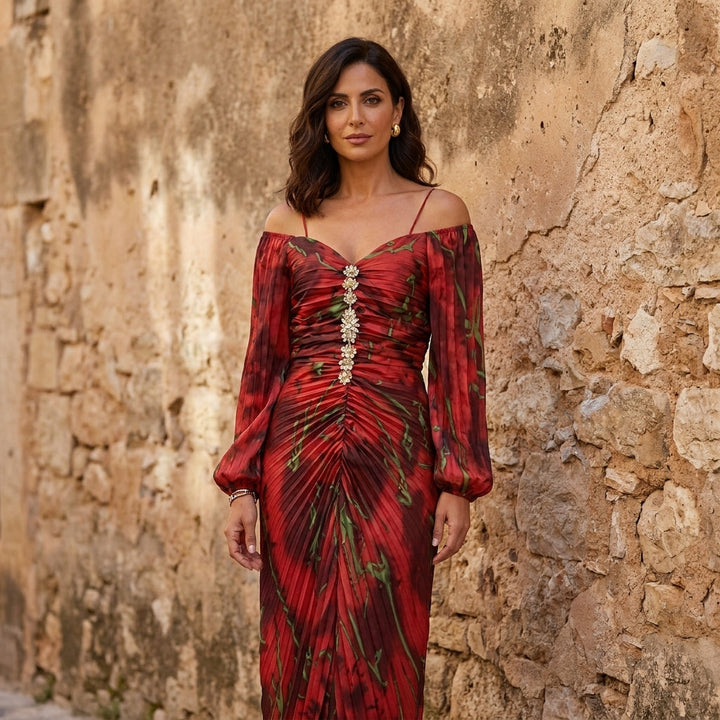 Gregoria™ | Vestido Largo Floral con Escote Profundo