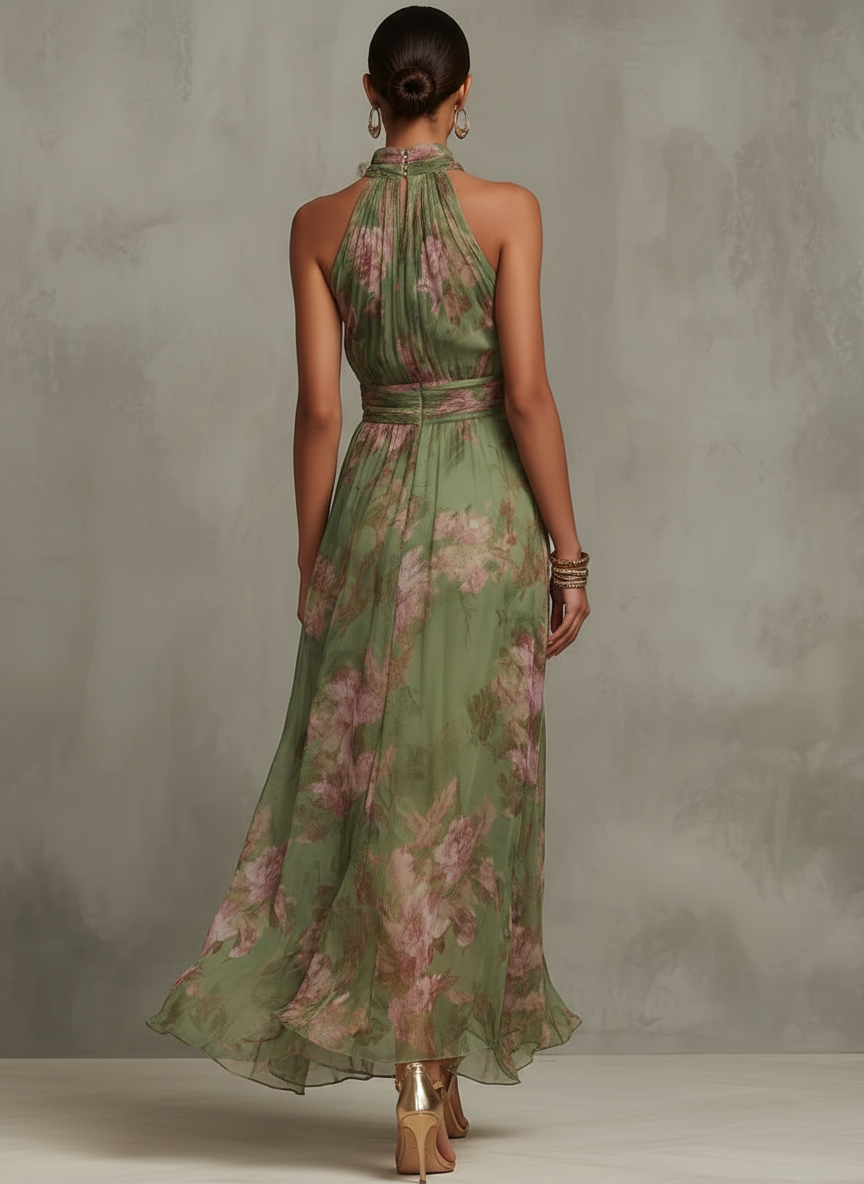 Lidia | Robe maxi dos-nu fleurie
