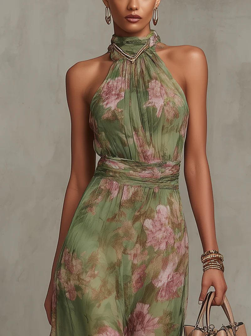 Lidia | Robe maxi dos-nu fleurie