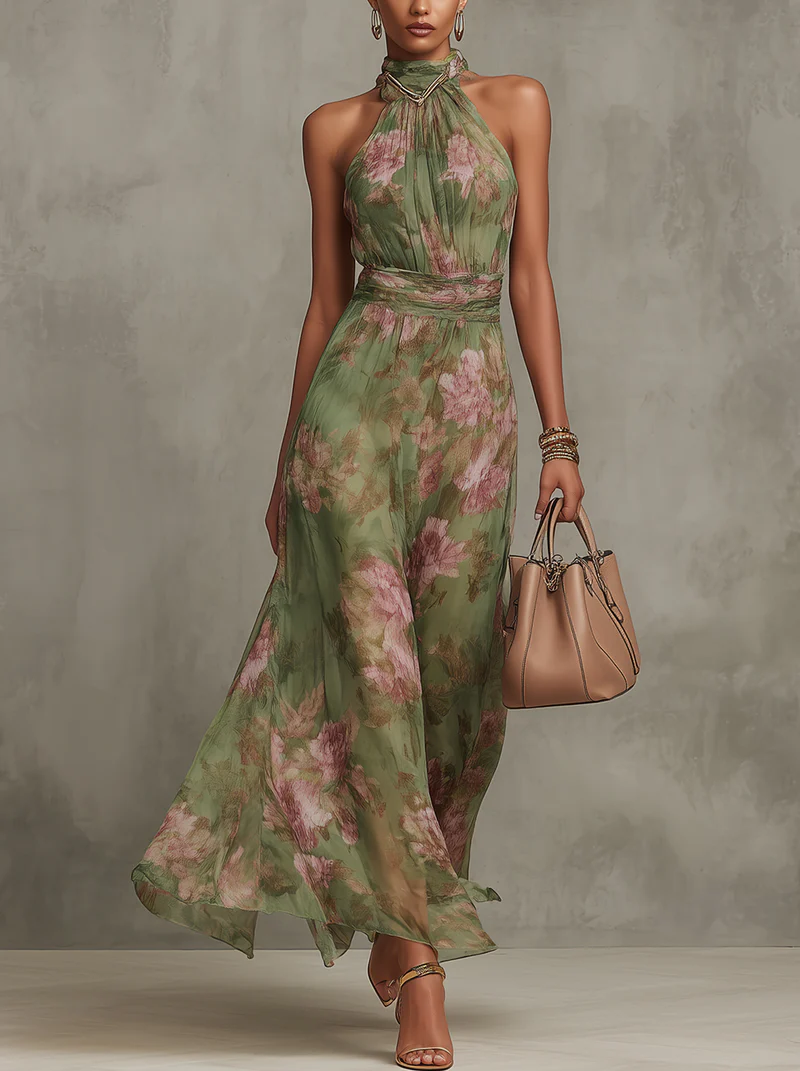 Lidia | Robe maxi dos-nu fleurie