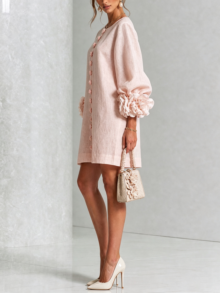 Noemi | Robe mini à poignets roses – Rose