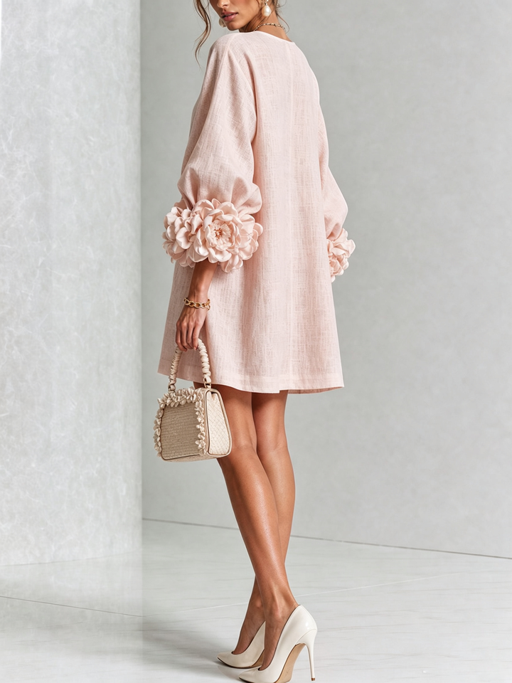 Noemi | Robe mini à poignets roses – Rose