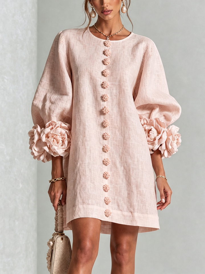 Noemi | Robe mini à poignets roses – Rose