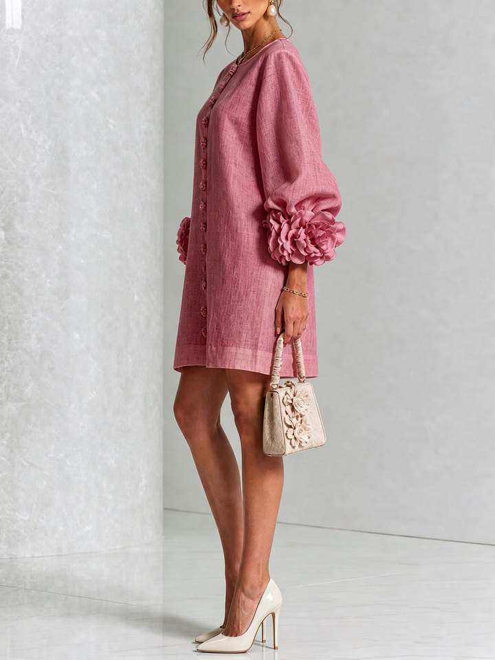 Alba | Robe mini à poignets roses – Vieux rose