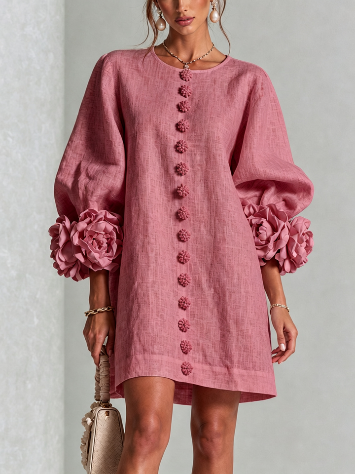 Alba | Robe mini à poignets roses – Vieux rose