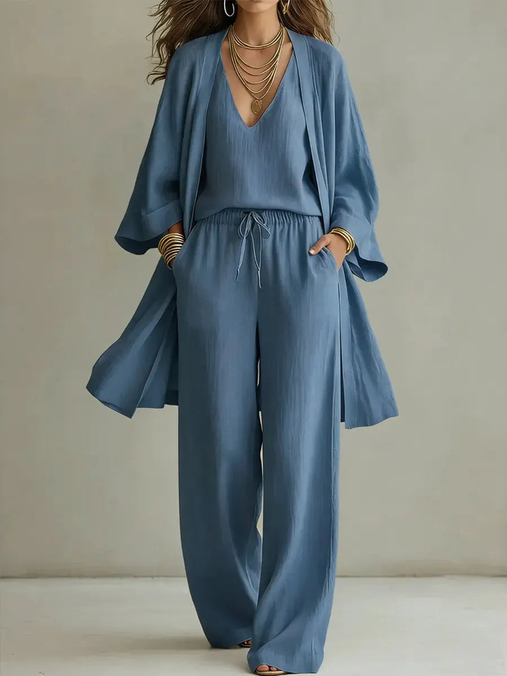 Elara | Ensemble de trois pièces en lin-coton sans effort