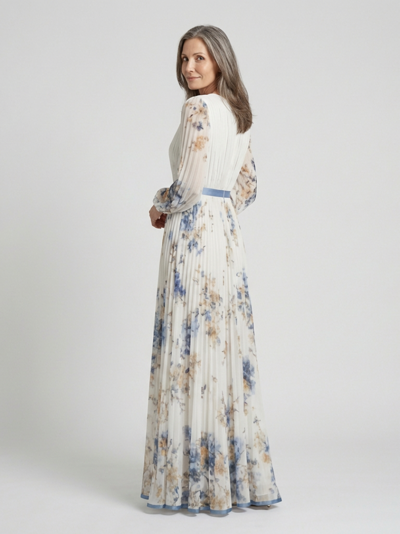 Lavinia | Robe Maxi à Manches Longues et Décolleté en V à Fleurs