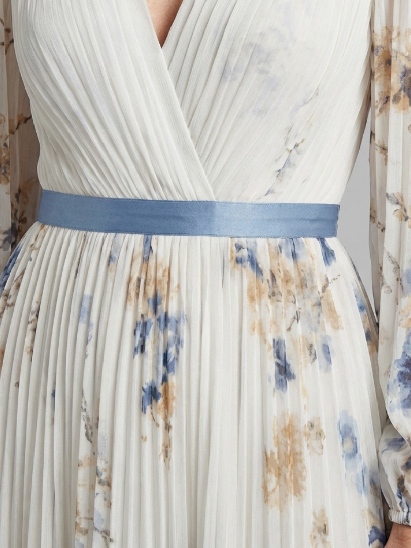 Lavinia | Robe Maxi à Manches Longues et Décolleté en V à Fleurs