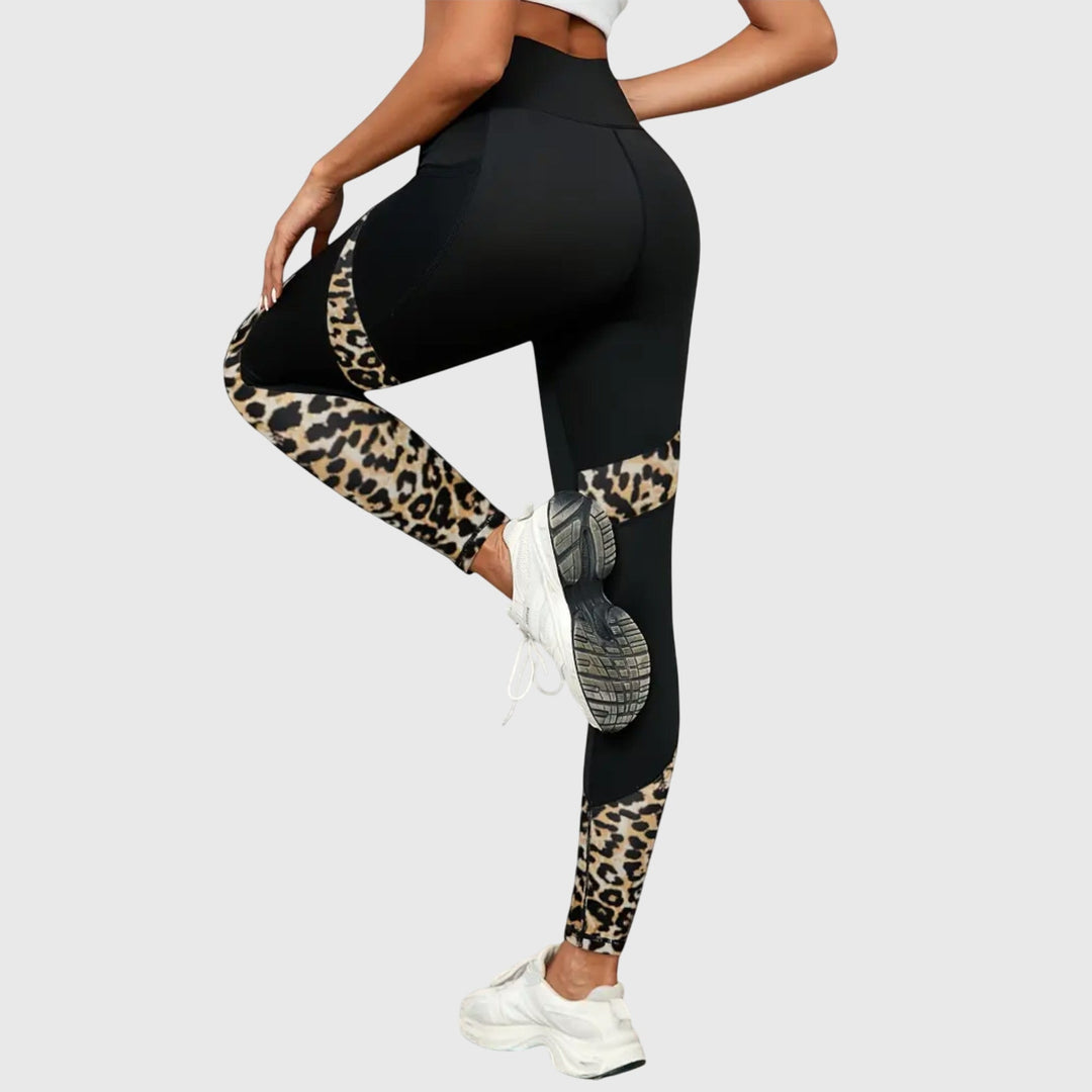 Jamie | Pantalons d'entraînement taille haute imprimé léopard