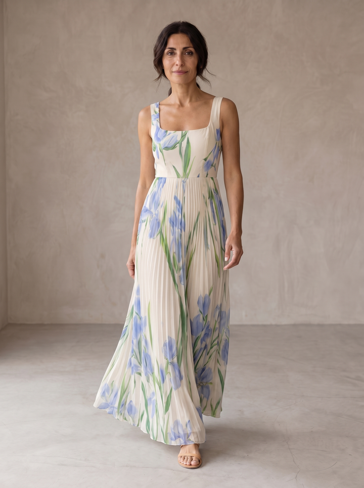 Oriah | Robe maxi fleurie coupe trapèze