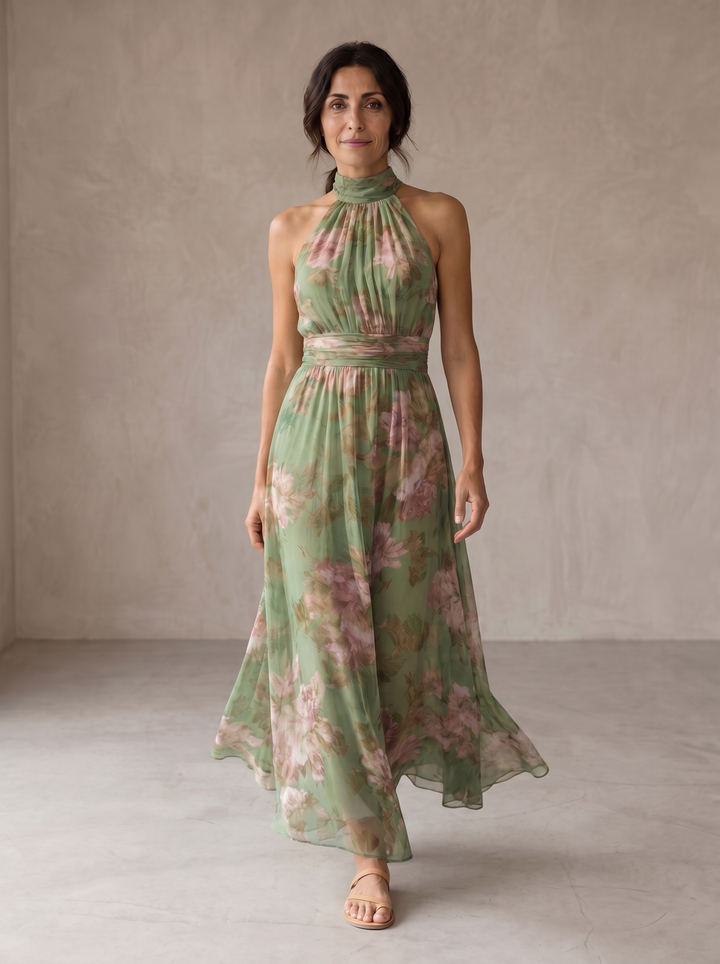 Lidia | Robe maxi dos-nu fleurie