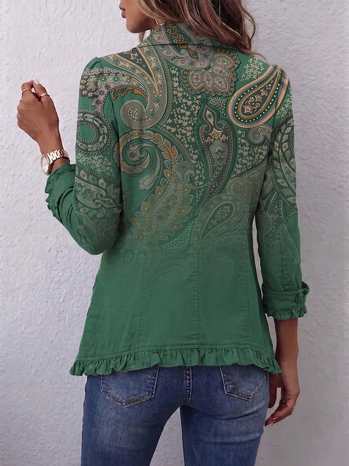 Jacinta | Veste verte à motif cachemire