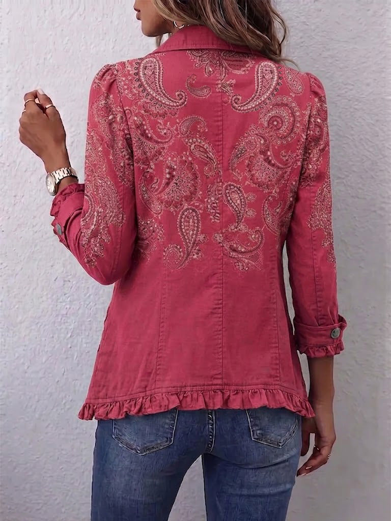 Adoración | Veste rose à motif cachemire