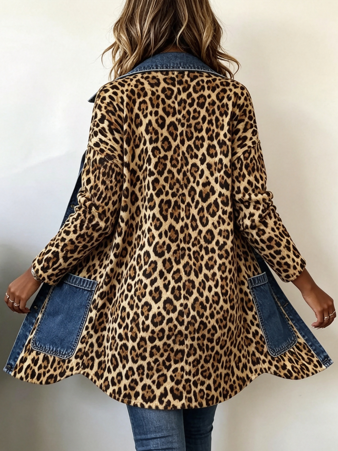 Lorena | Veste longue léopard et denim