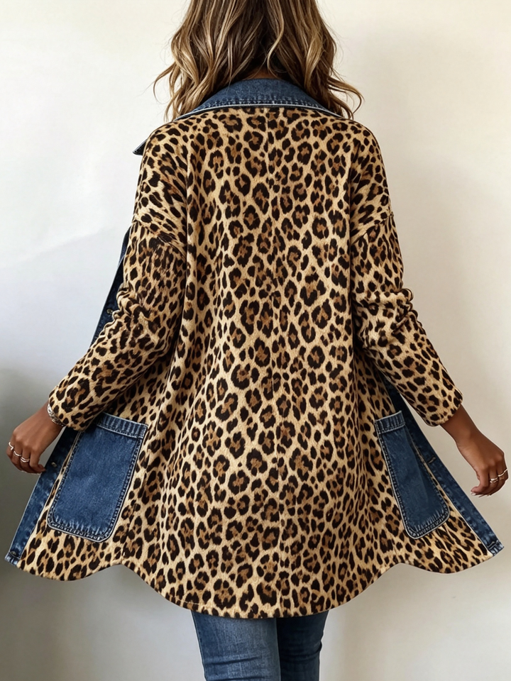 Lorena | Veste longue léopard et denim