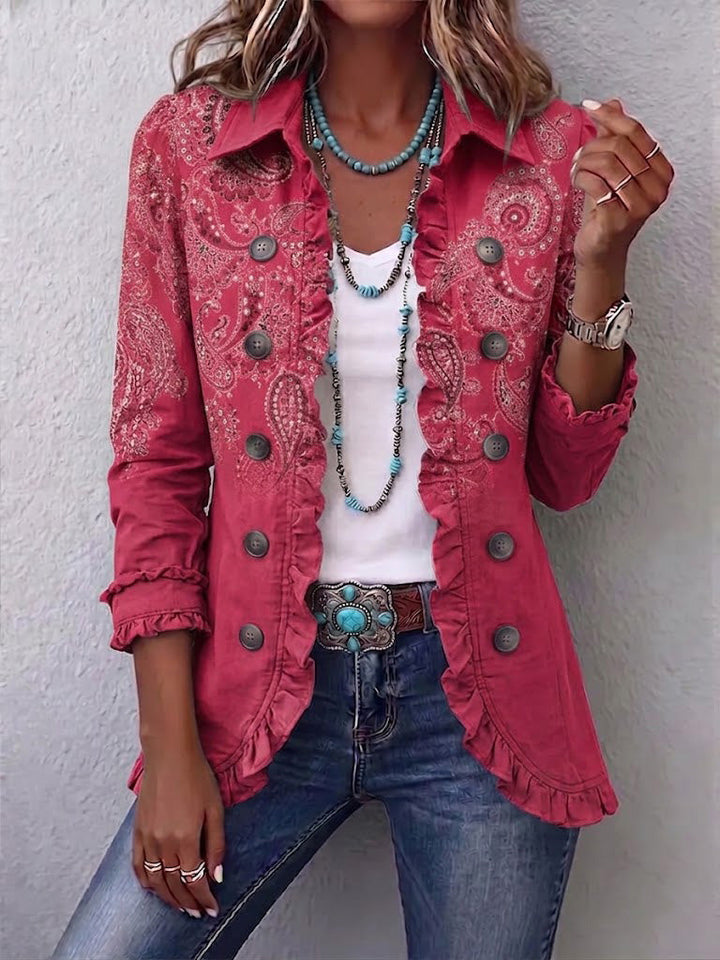 Adoración | Veste rose à motif cachemire