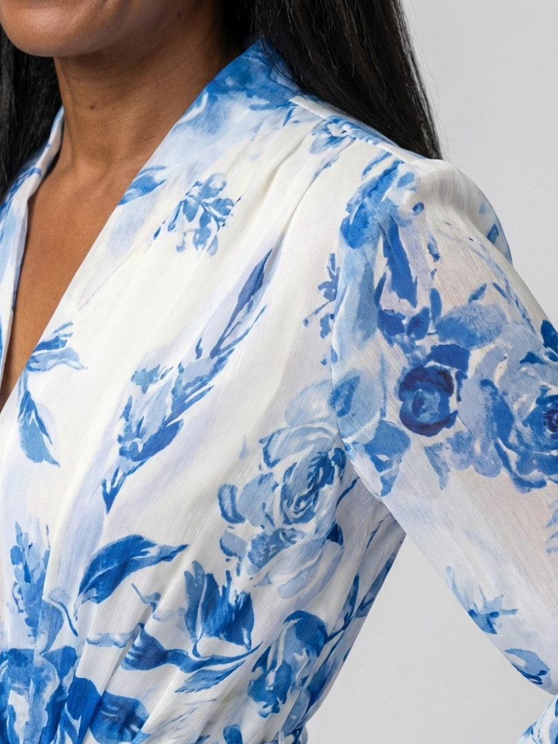 Lillian | Robe Maxi Wrap à Manches Longues Florale