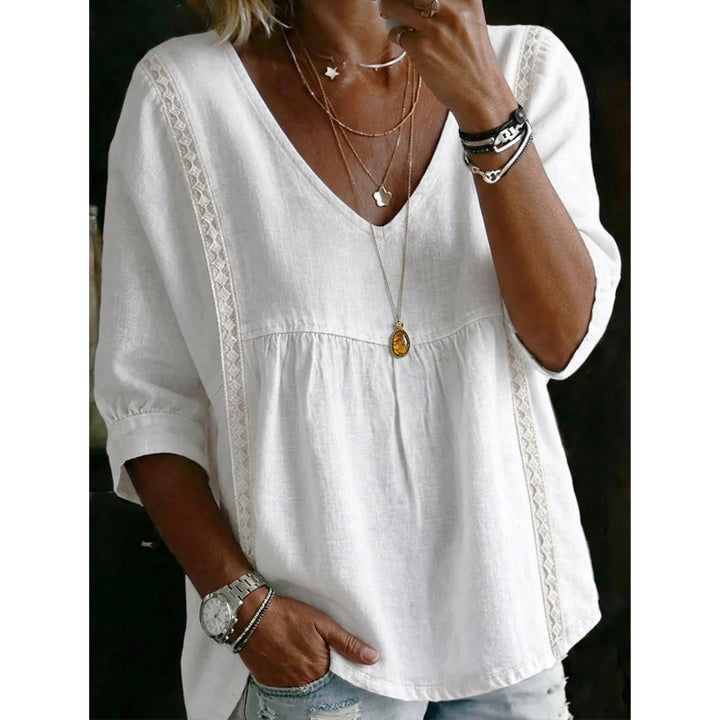 Élise – Blouse fluide à dentelle